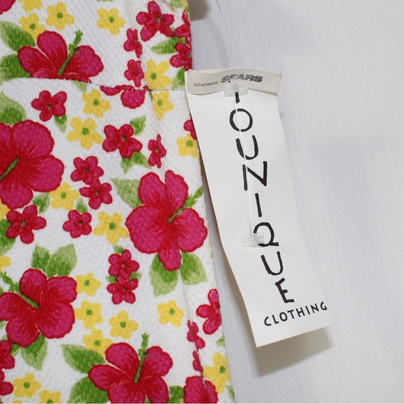 Vintage nwt white pink and yellow floral sleeveless mini dress women’s medium - Picture 3 of 4